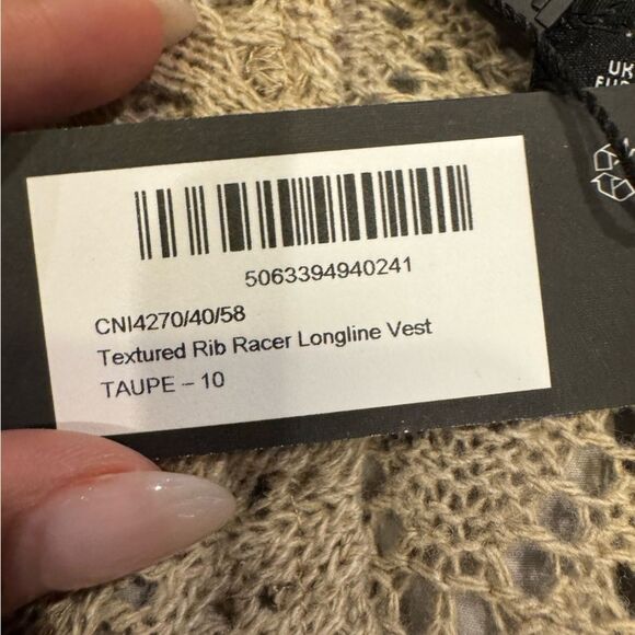 Taupe rib racer longline vest in US size 6 - Picture 8 of 9